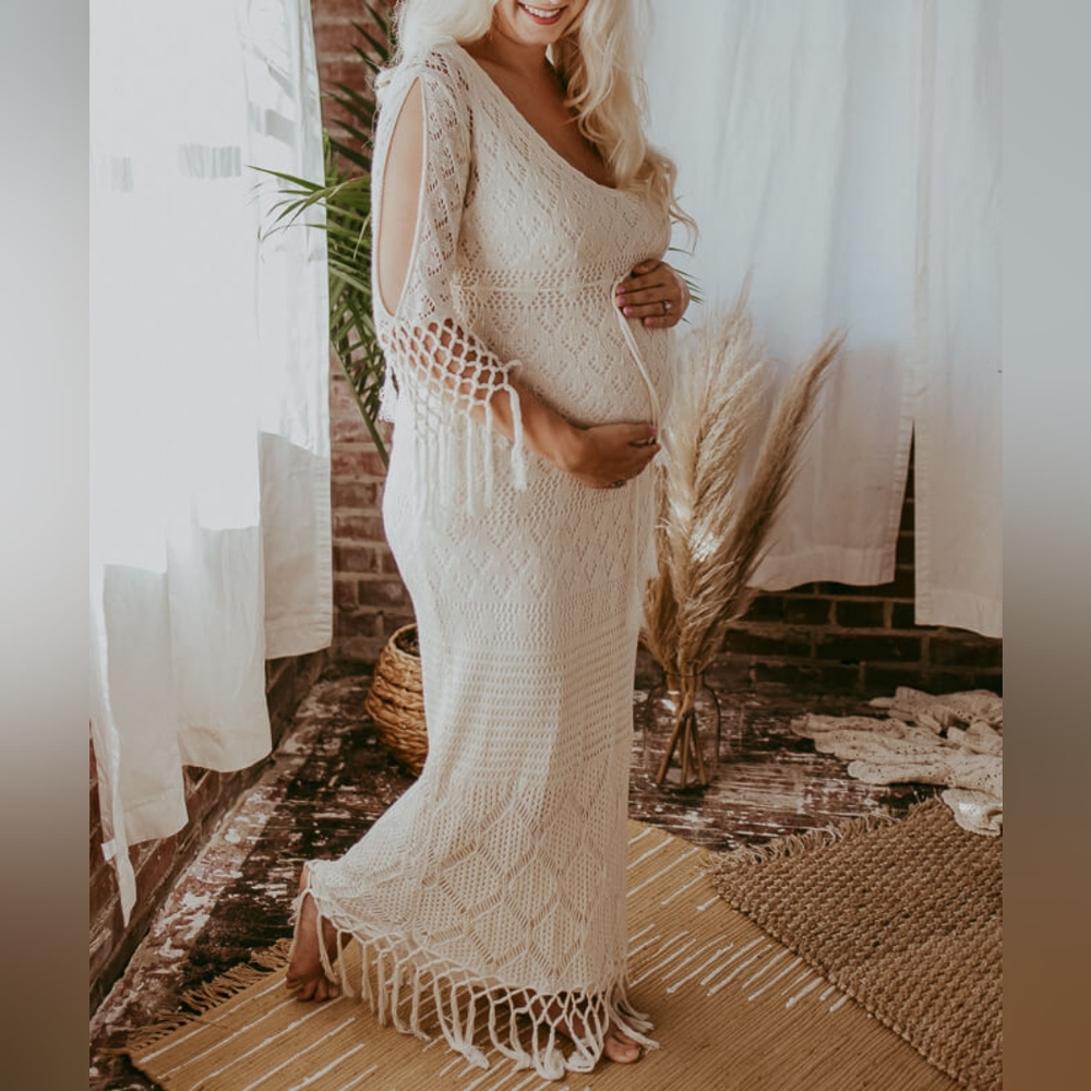 Fillyboo Cream Long Sleeve Knit Dress